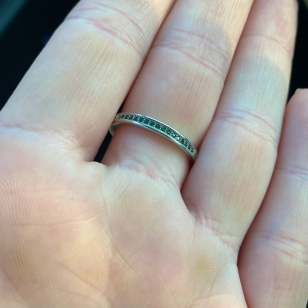 Sterling Silver Emerald stacking ring size 7.